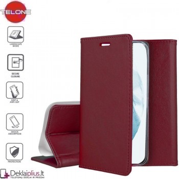 Telone dirbtinos odos atverčiamas dėklas - bordo spalvos (telefonui Samsung S22 Plus) Telone dirbtinos odos atverčiamas dėklas - bordo spalvos (telefonui Samsung S22 Plus)